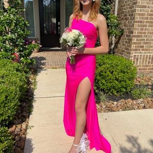 Sherri Hill size 00 hot pink formal prom dress